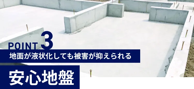 POINT3 地面が液状化しても被害が抑えられる 安心地盤