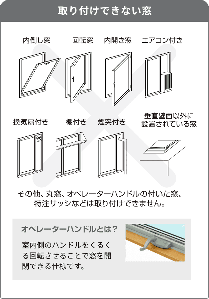 取り付けできない窓